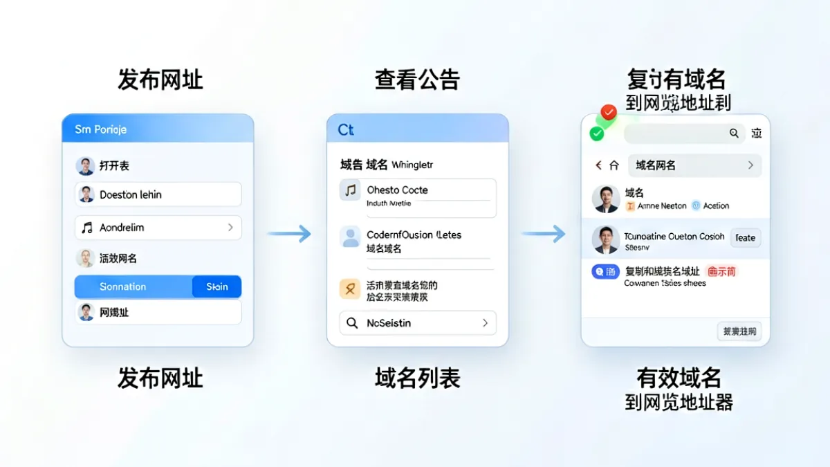 禁漫天堂备用域名查询流程示意图，展示从发布页找到当前可用网址的操作步骤