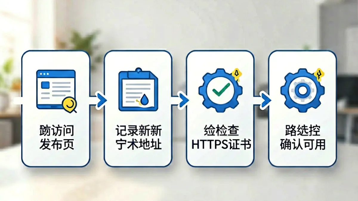 禁漫天堂地址核验流程图解，展示从发布页获取地址到验证证书真伪的完整步骤示意
